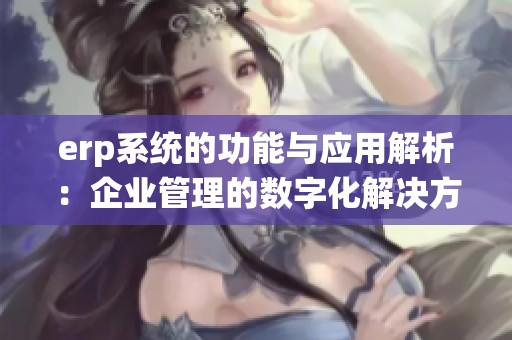 erp系统的功能与应用解析：企业管理的数字化解决方案