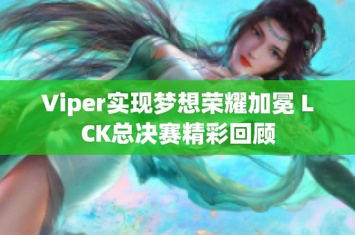 Viper实现梦想荣耀加冕 LCK总决赛精彩回顾