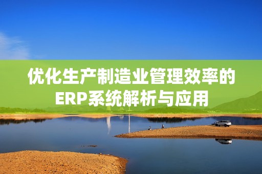 优化生产制造业管理效率的ERP系统解析与应用