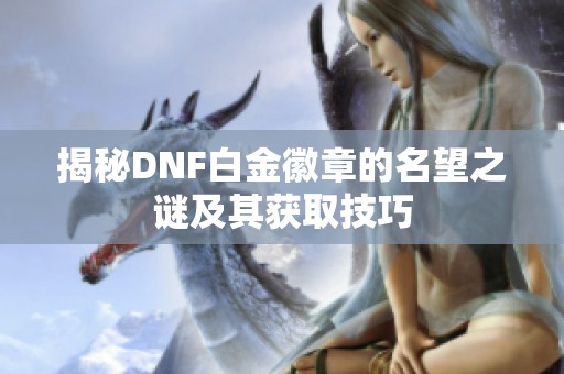 揭秘DNF白金徽章的名望之谜及其获取技巧