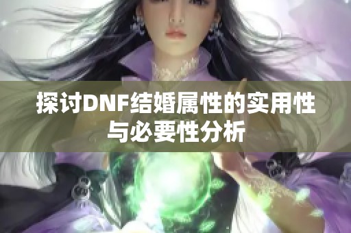 探讨DNF结婚属性的实用性与必要性分析