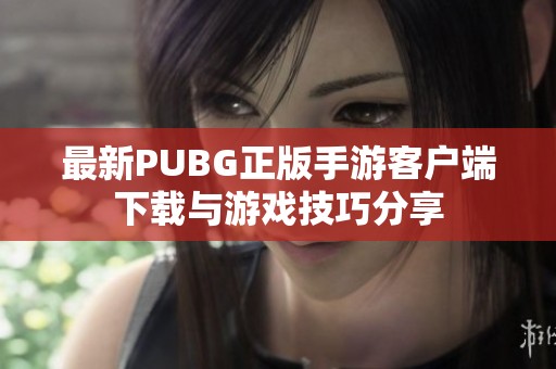 最新PUBG正版手游客户端下载与游戏技巧分享