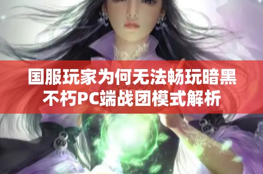 国服玩家为何无法畅玩暗黑不朽PC端战团模式解析