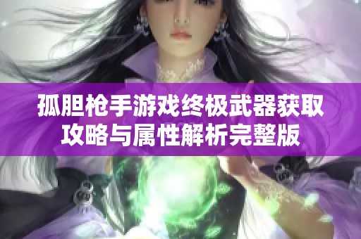 孤胆枪手游戏终极武器获取攻略与属性解析完整版