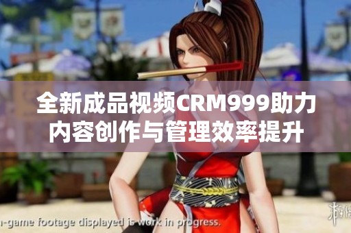 全新成品视频CRM999助力内容创作与管理效率提升