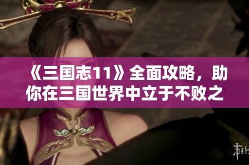 《三国志11》全面攻略，助你在三国世界中立于不败之地