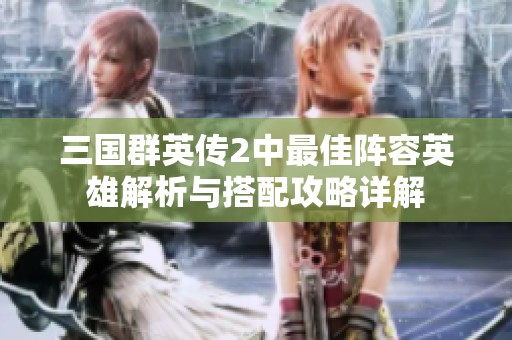三国群英传2中最佳阵容英雄解析与搭配攻略详解