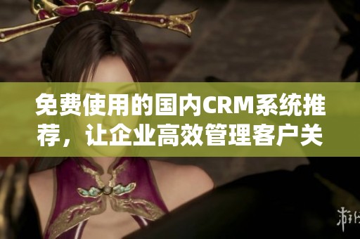 免费使用的国内CRM系统推荐，让企业高效管理客户关系不再难